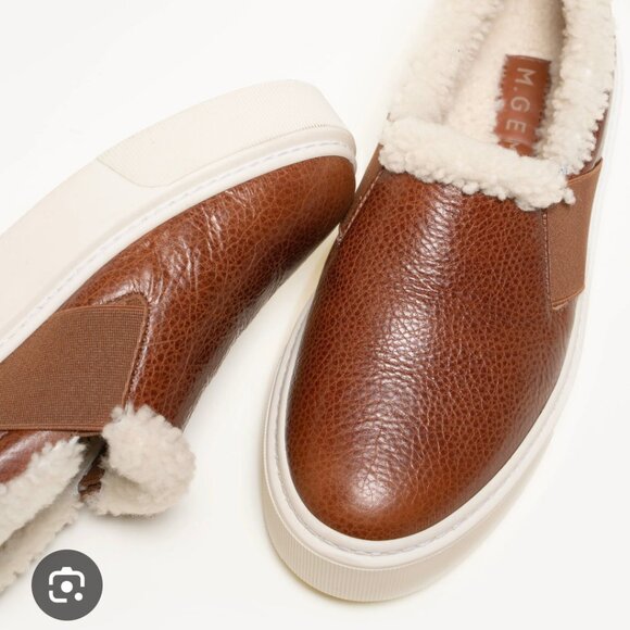 M. Gemi Luciano Shearling & Saddle Leather Slip On Shoe/Slipper - Picture 1 of 7